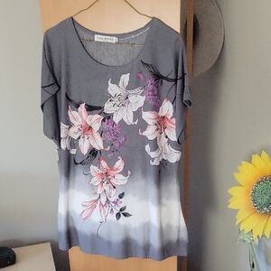 Pink and White Relaxed Short Sleeve Blouse